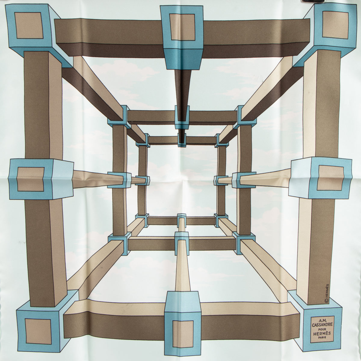 Shop this authentic Hermes Blue Silk A.M. Cassandre Gavroche 45 Scarf Pre-Loved on Labellov.com