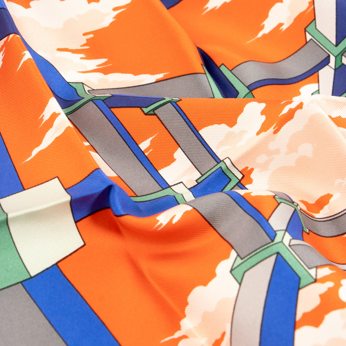 Hermes Orange Silk Optical Perspective Gavroche 45 Scarf