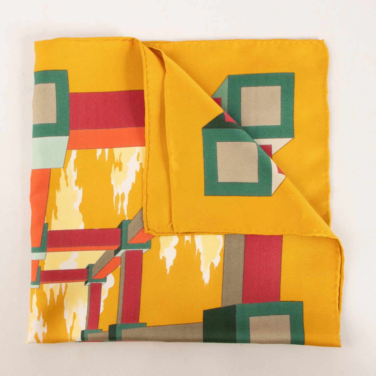 Hermes Mosterd Silk Perspective Gavroche 45 Scarf