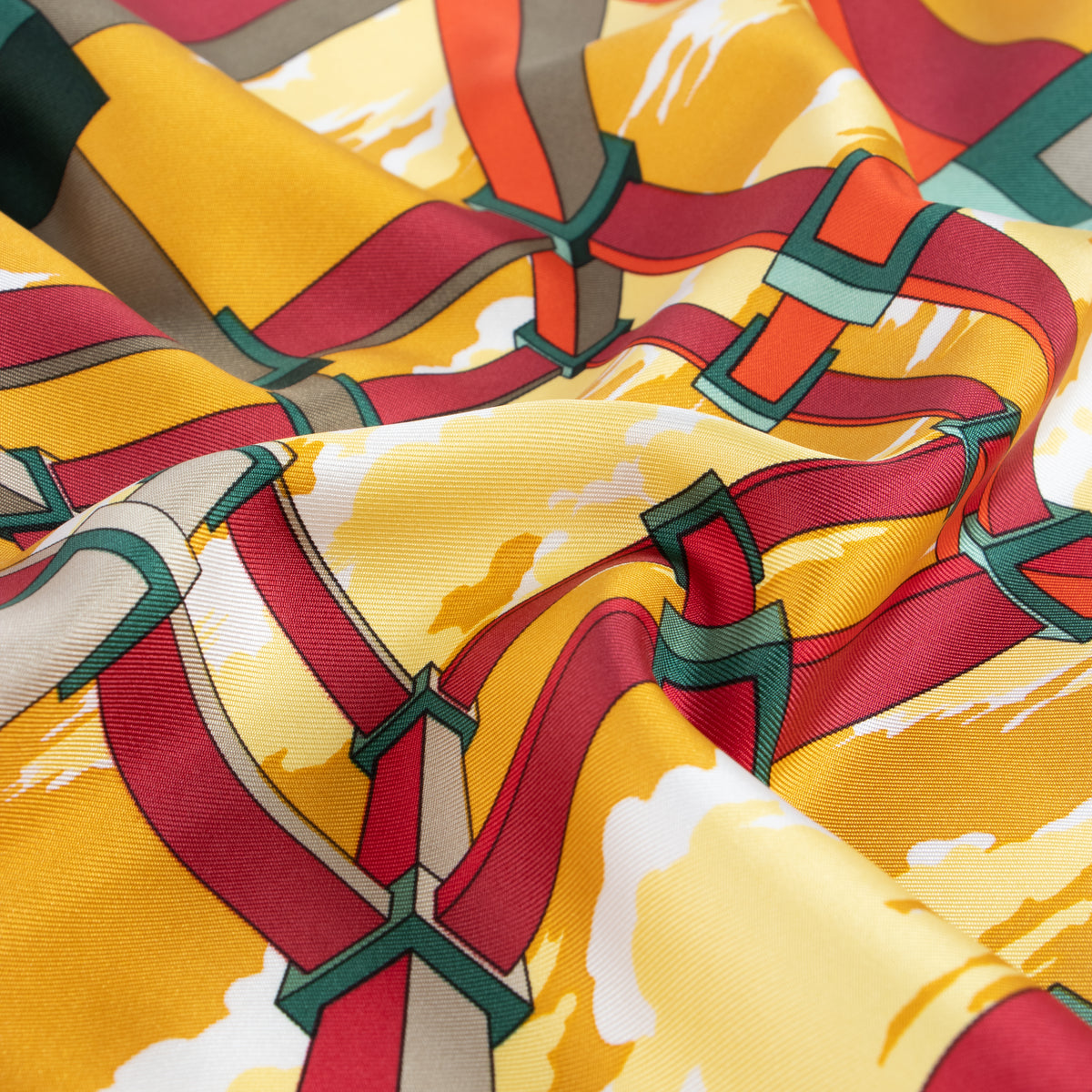 Hermes Mosterd Silk Perspective Gavroche 45 Scarf