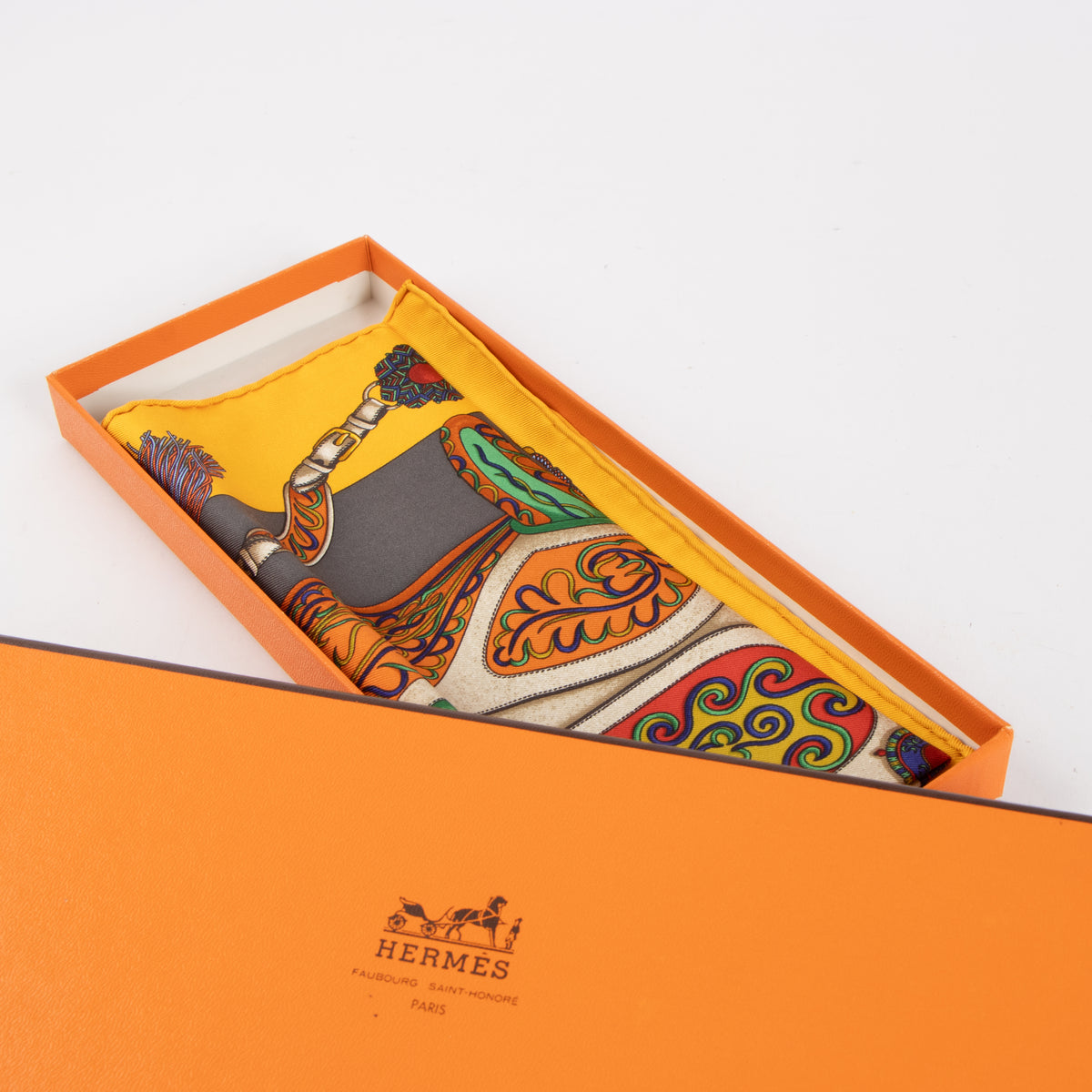 Hermes Yellow Silk  Festival des Amazones Gavroche 45 Scarf