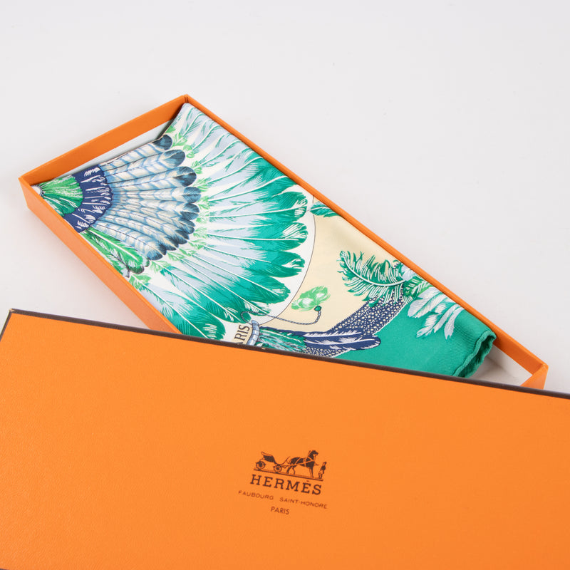 Hermes Green silk Brazil Gavroche 45 Scarf