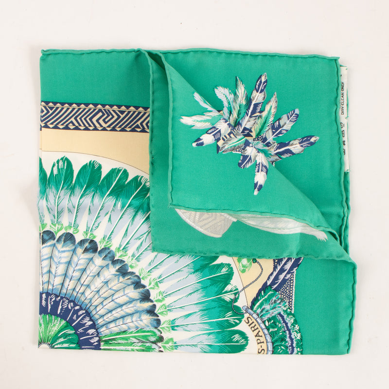 Hermes Green silk Brazil Gavroche 45 Scarf