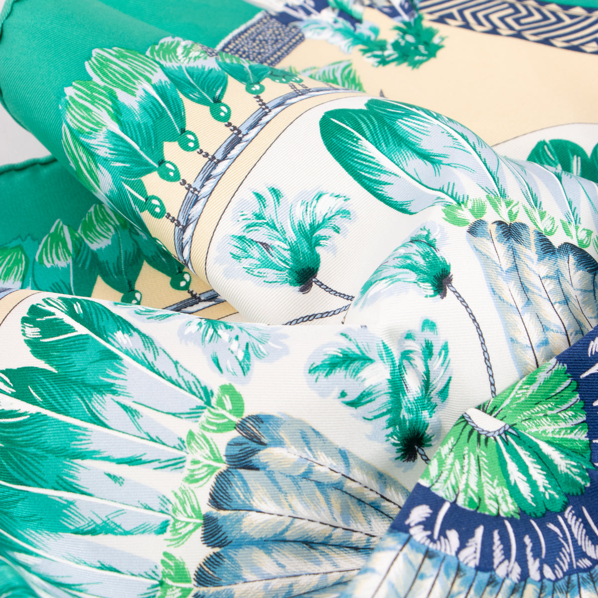 Hermes Green silk Brazil Gavroche 45 Scarf