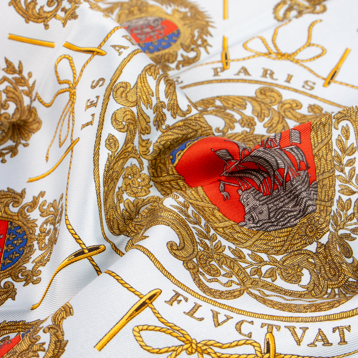 Shop this authentic Hermes Blue Silk Les Armes de Paris Gavroche 45 Scarf Pre-Loved on Labellov.com