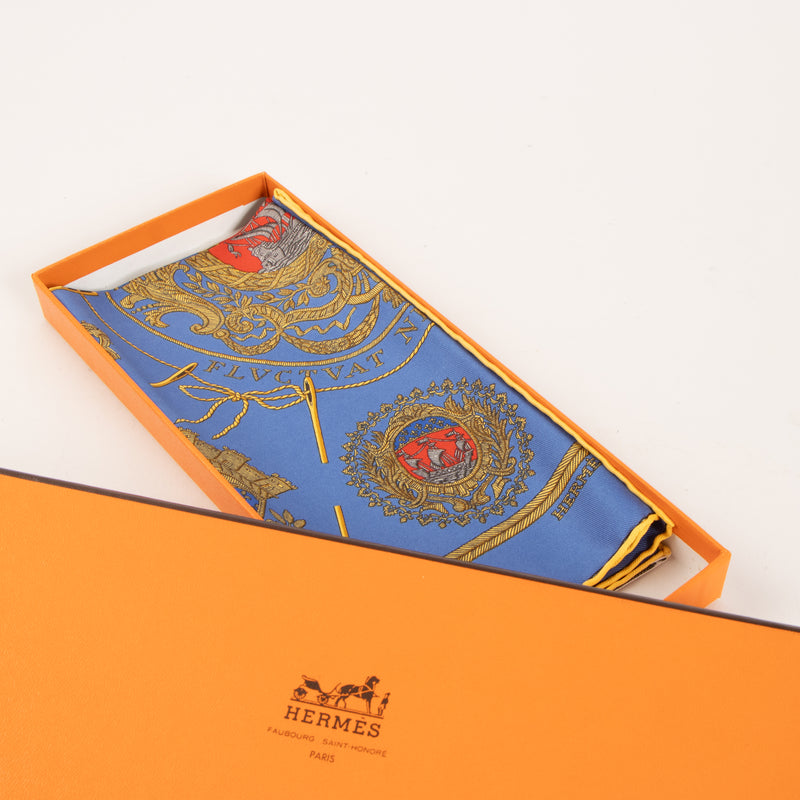Hermes Blue Silk Les Armes de Paris Gavroche 45 Scarf