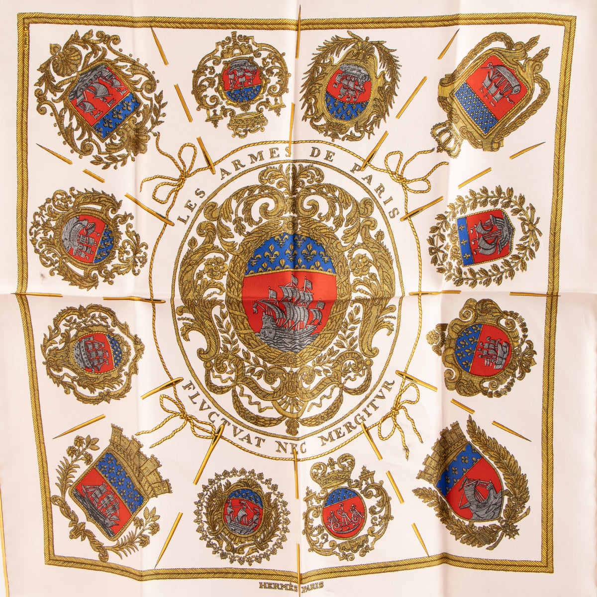 Hermes Pink Silk Les Armes de Paris Gavroche 45 Scarf