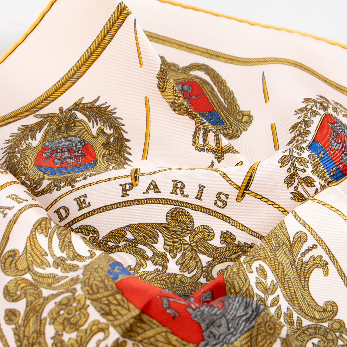 Hermes Pink Silk Les Armes de Paris Gavroche 45 Scarf
