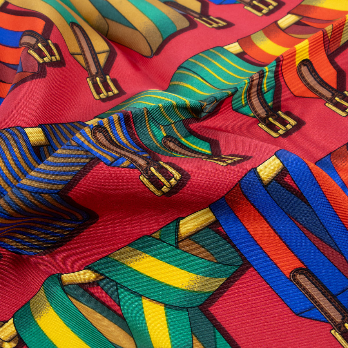 Hermes Red Silk Les Sangles Gavroche 45 Scarf