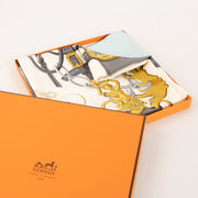 Shop the authentic Hermès Blue and White Silk Brides de Gala Carré 90 Scarf on Labellov.com.