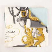 Shop the authentic Hermès Blue and White Silk Brides de Gala Carré 90 Scarf on Labellov.com.