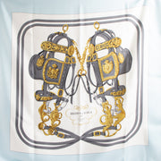 Shop the authentic Hermès Blue and White Silk Brides de Gala Carré 90 Scarf on Labellov.com.