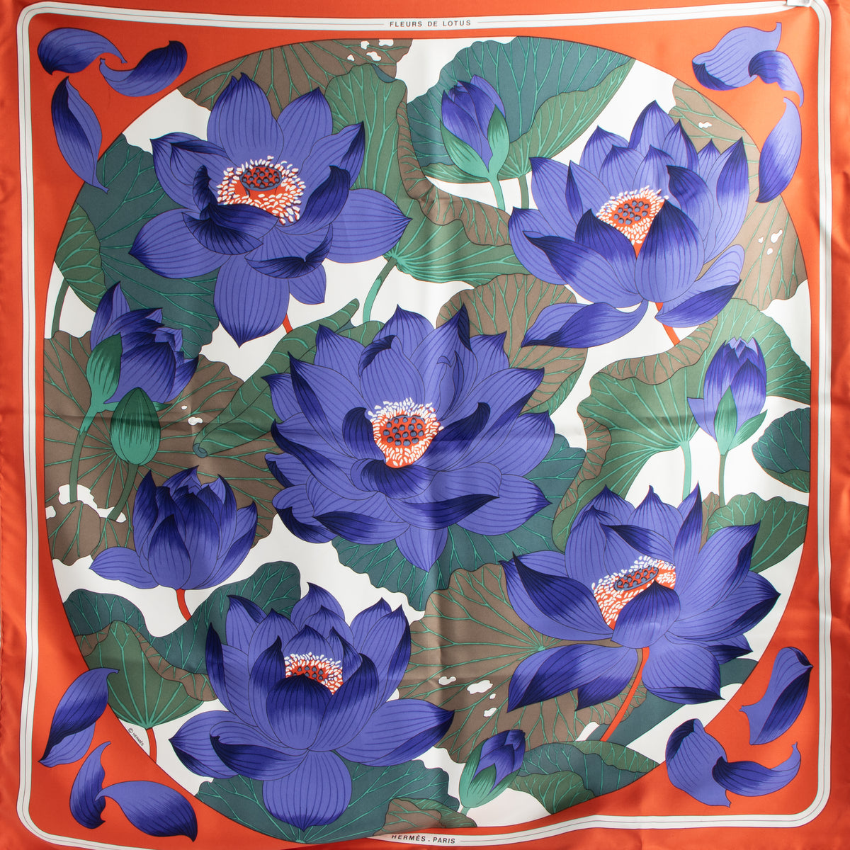Shop this authentic Hermès Fleurs de Lotus Multicolor Silk Carré 90 Scarf pre-loved on Labellov.com