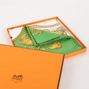 Shop this authentic Hermès Green La Promenade de Longchamps Silk Carré 90 Scarf pre-loved on labellov.com