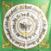 Shop this authentic Hermès Green La Promenade de Longchamps Silk Carré 90 Scarf pre-loved on labellov.com