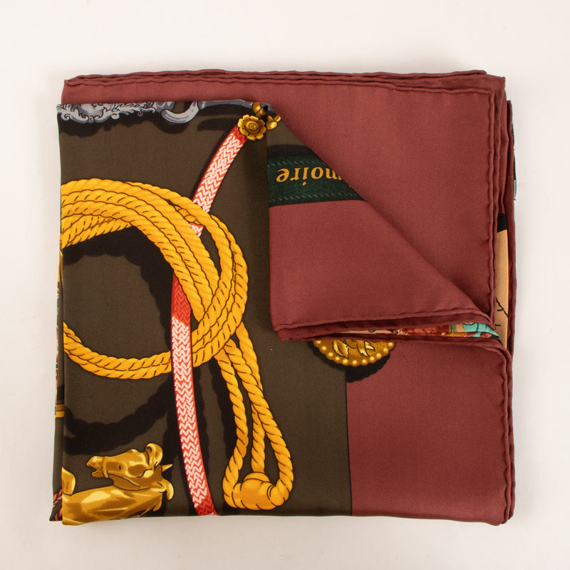 Shop the authentic Hermès Bordeaux Silk Mémoire d’Hermès Carré 90 Scarf on Labellov.com.