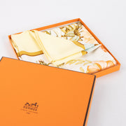 Shop the authentic Hermès Yellow Silk Regina Carré 90 Scarf on Labellov.com.