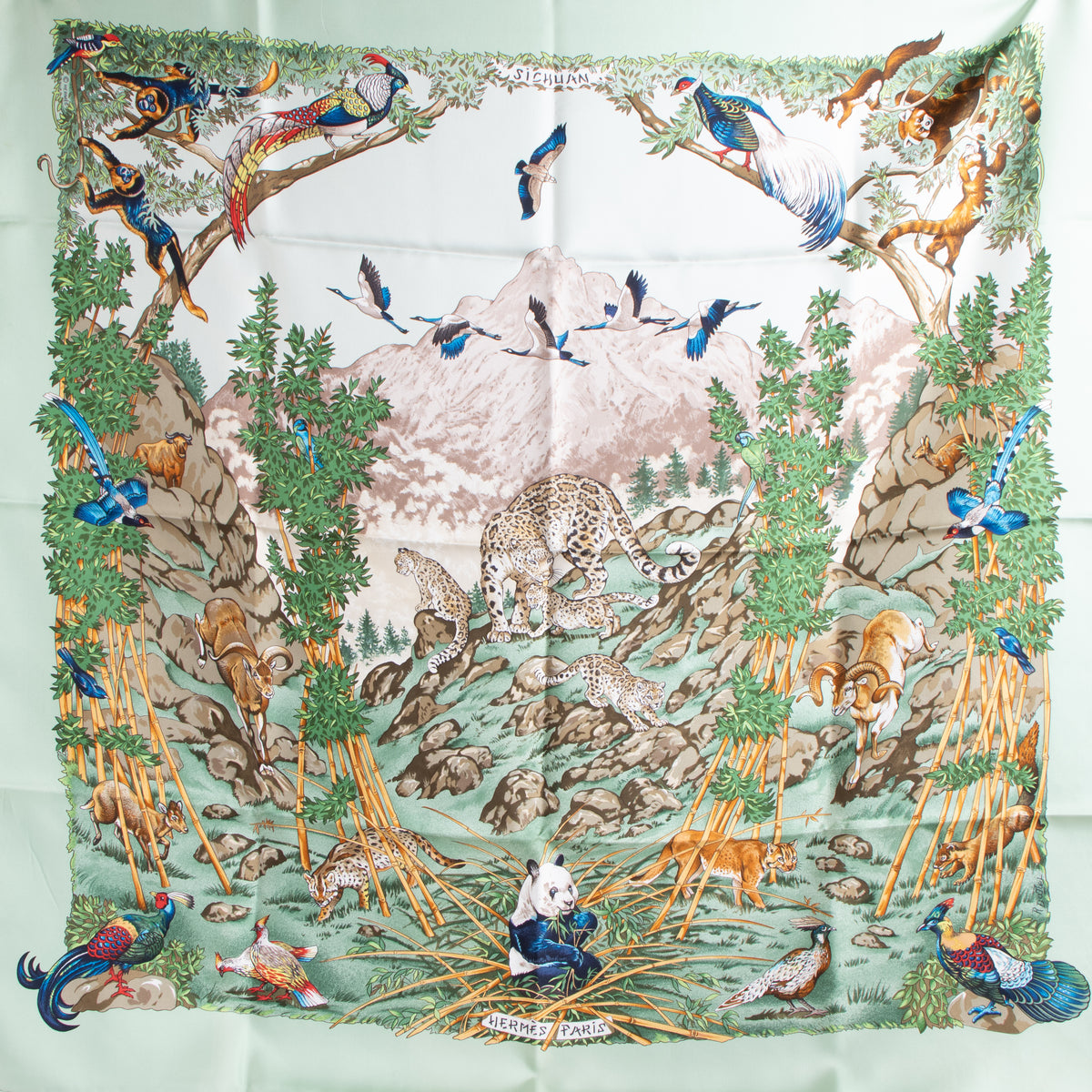 Hermes Mint Green Silk Sichuan Carré 90 Scarf