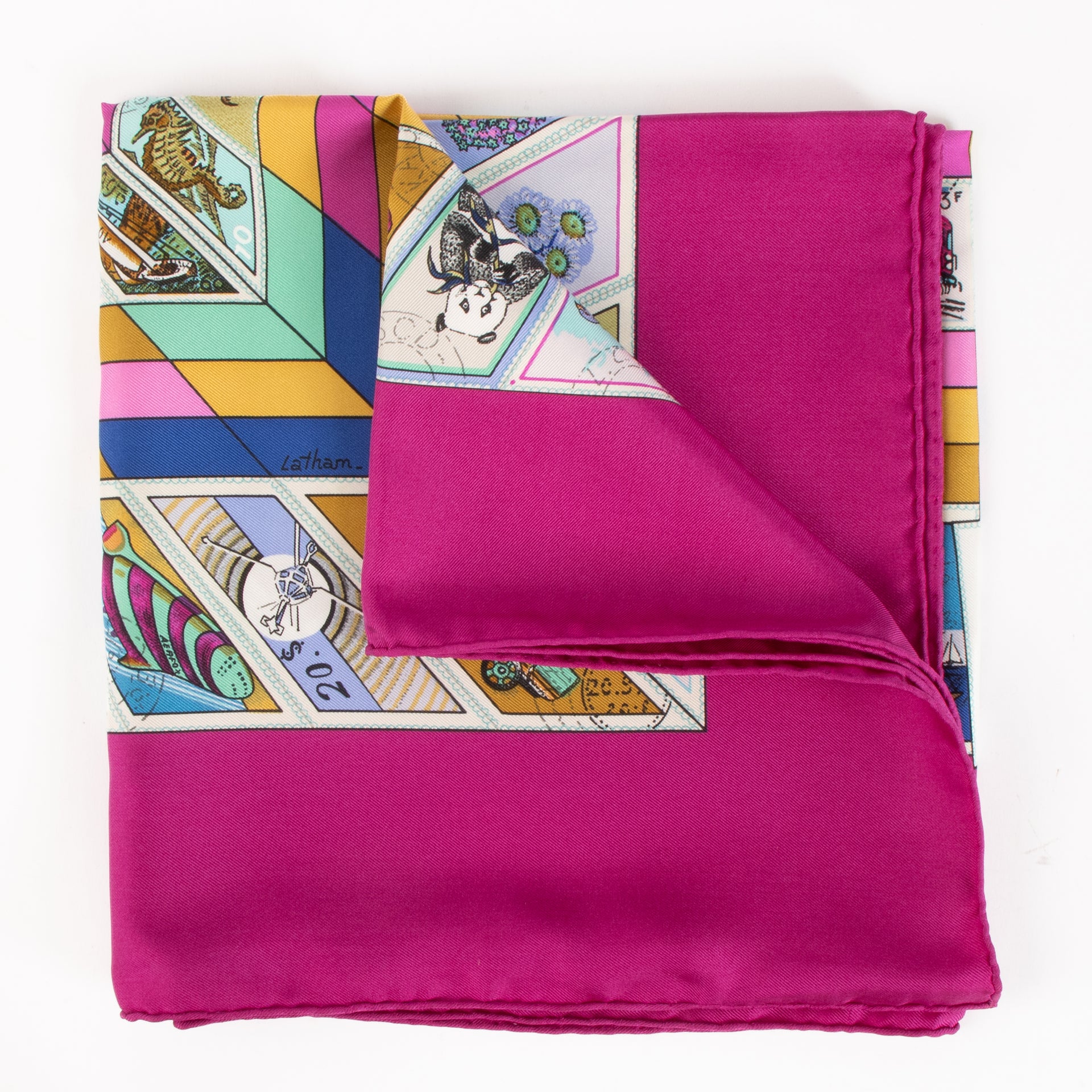 Hermès Carre de Soie 90 Correspondance Scarf