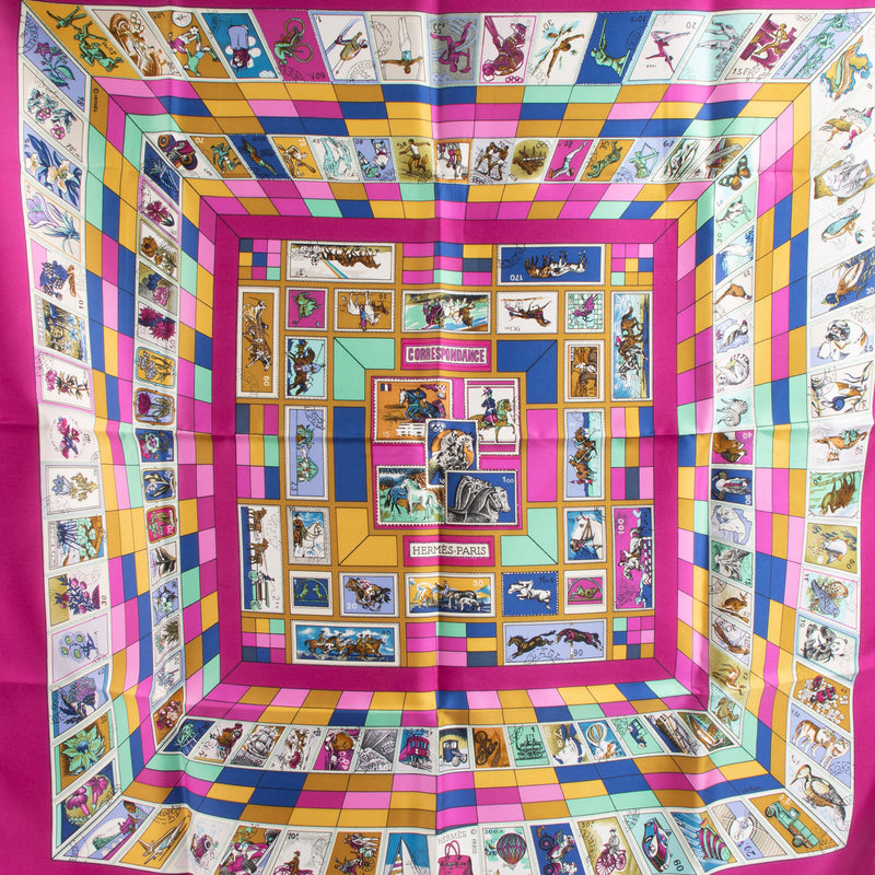 Hermès Carre de Soie 90 Correspondance Scarf