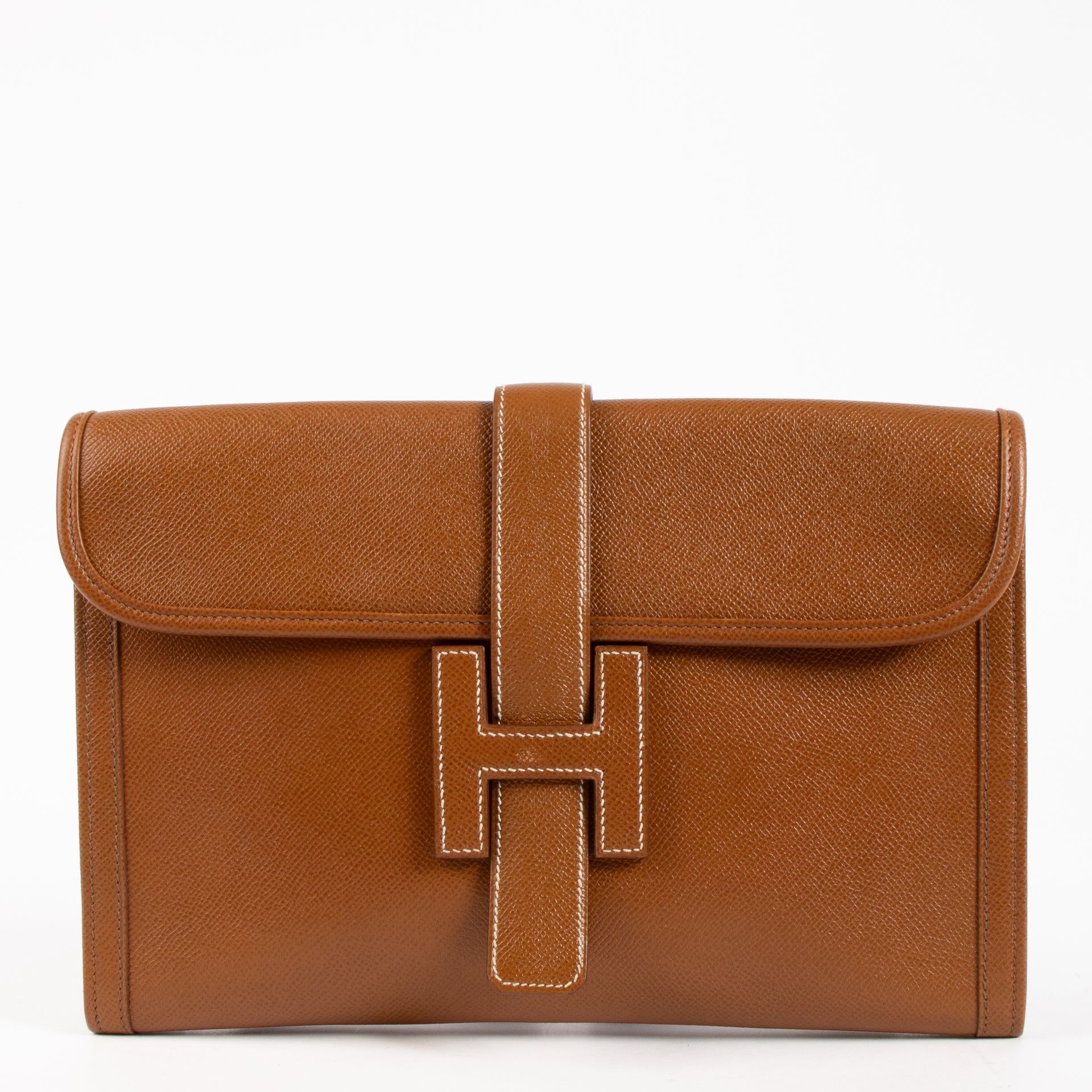 Hermes Gold Courchevel Jige PM Clutch