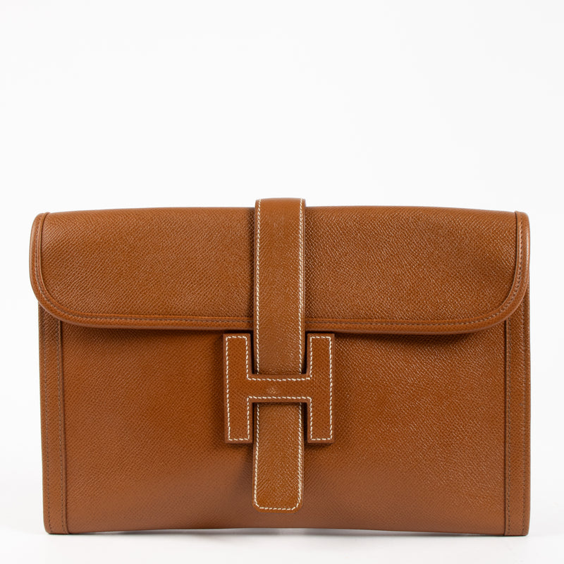 Hermes Gold Courchevel Jige PM Clutch