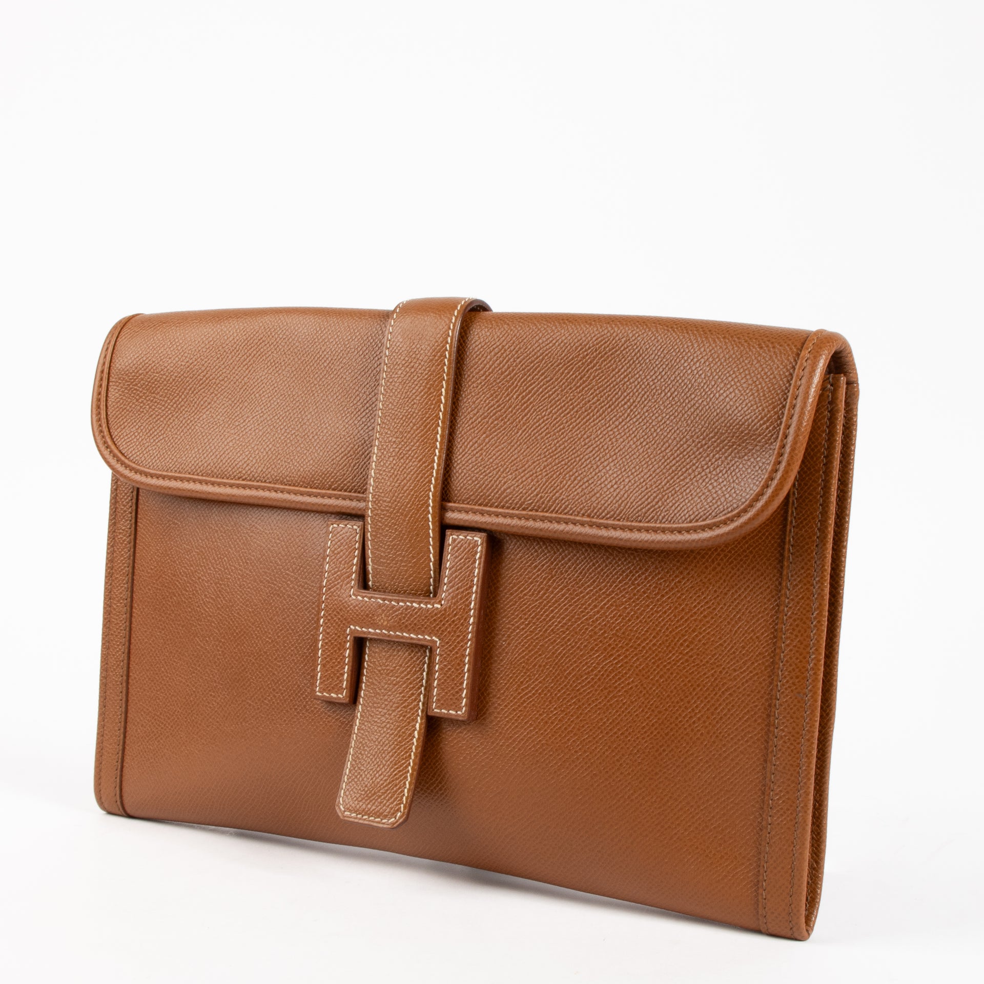 Hermes Gold Courchevel Jige PM Clutch