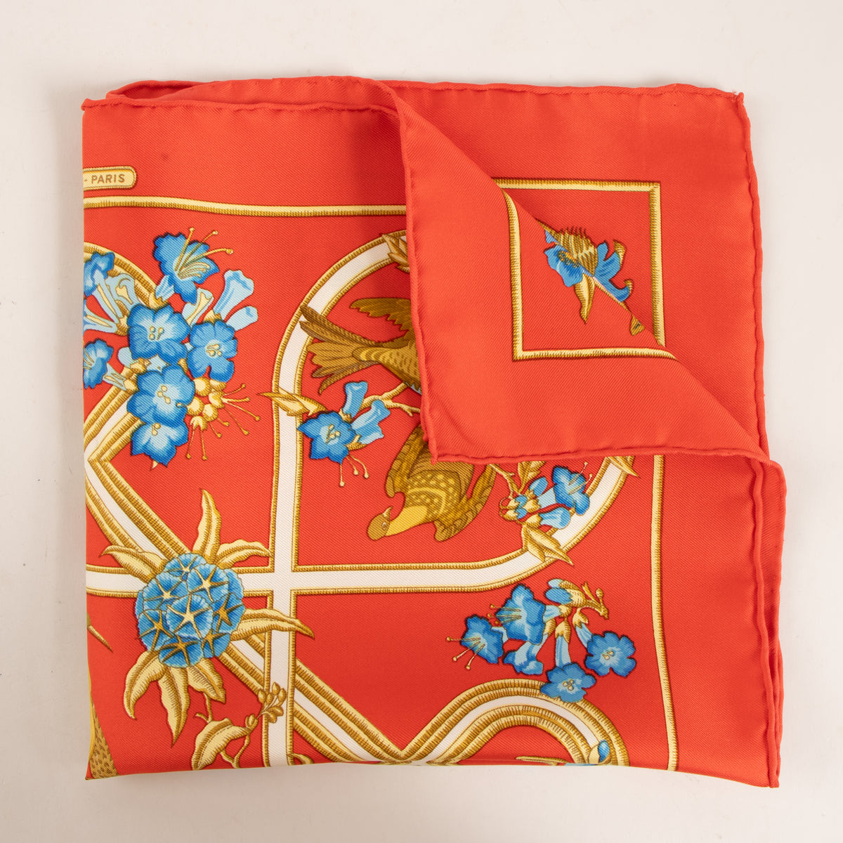 Shop this authentic Hermès Caraïbes Red Silk Gavroche 45 Scarf pre-loved on Labellov.com