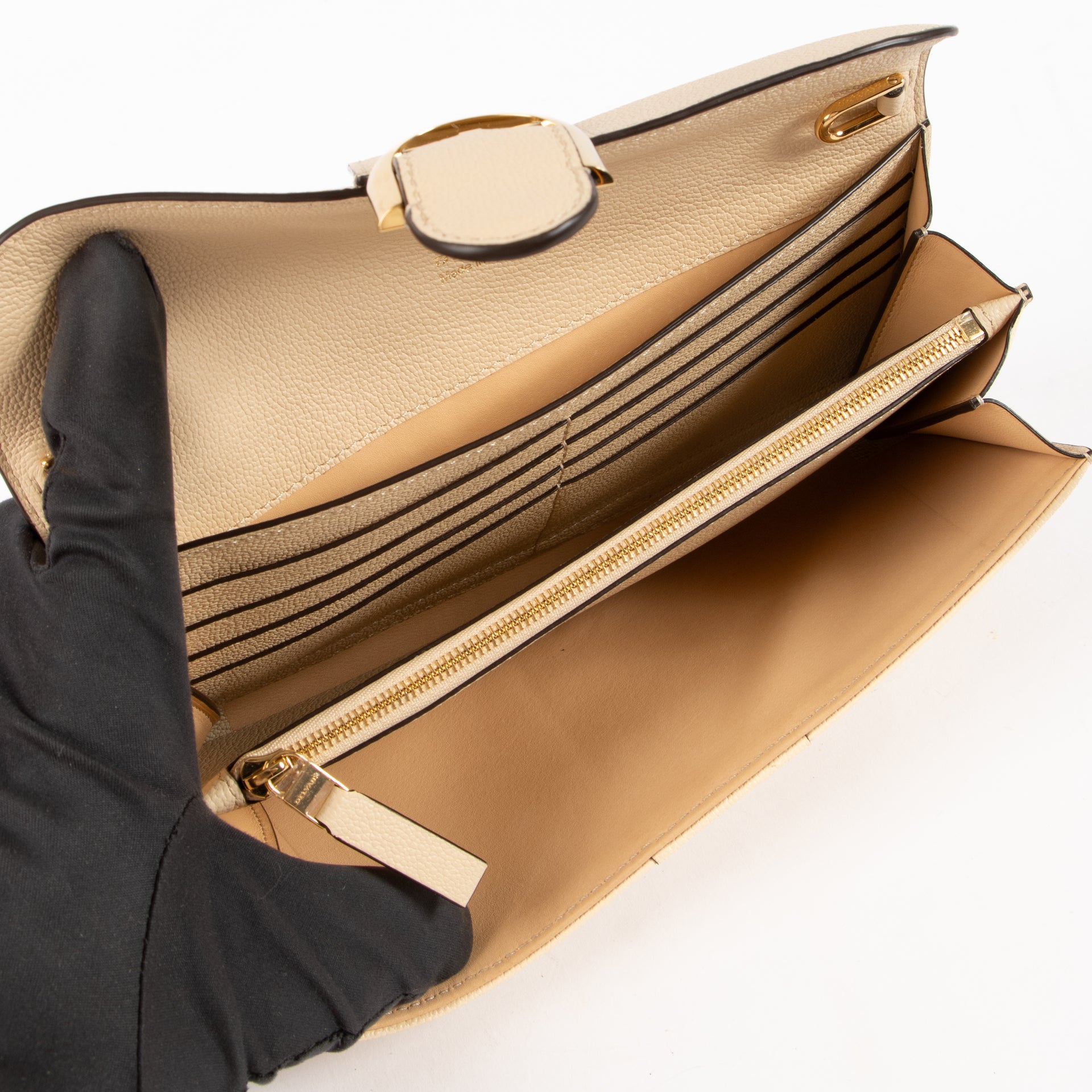 Delvaux Beige Brillant Long Chain Wallet