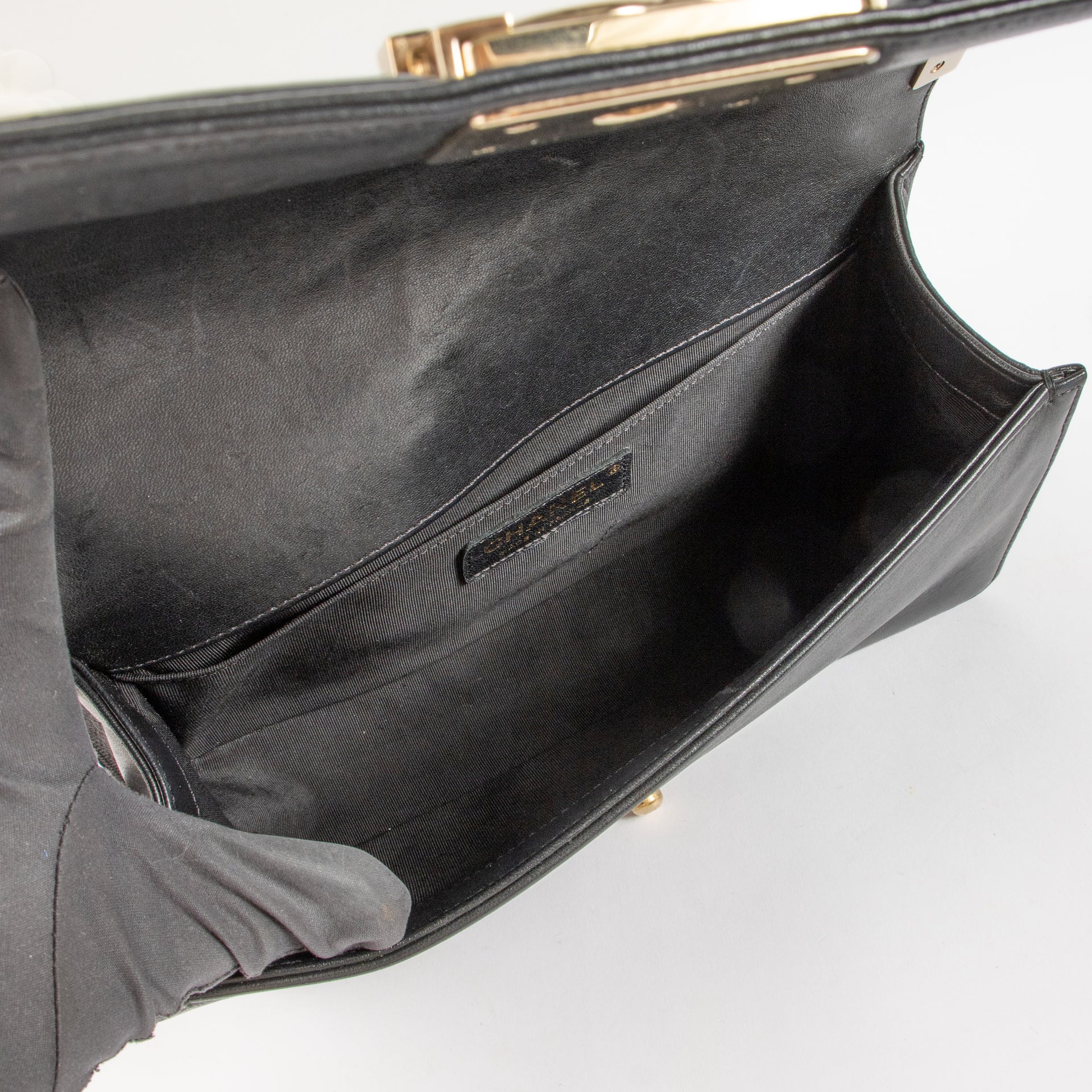Chanel Black Calfskin Medium Boy Chanel Bag