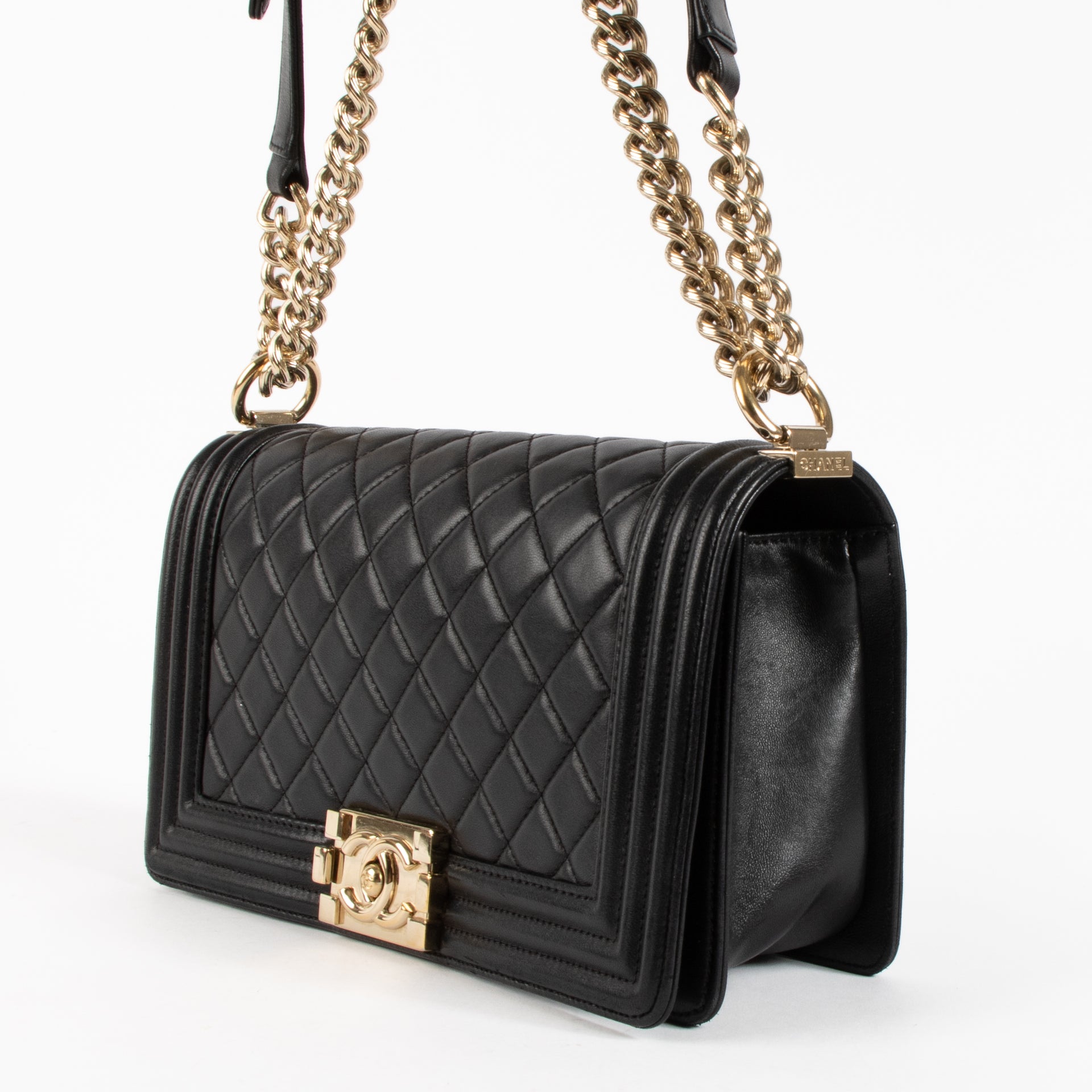 Chanel Black Calfskin Medium Boy Chanel Bag