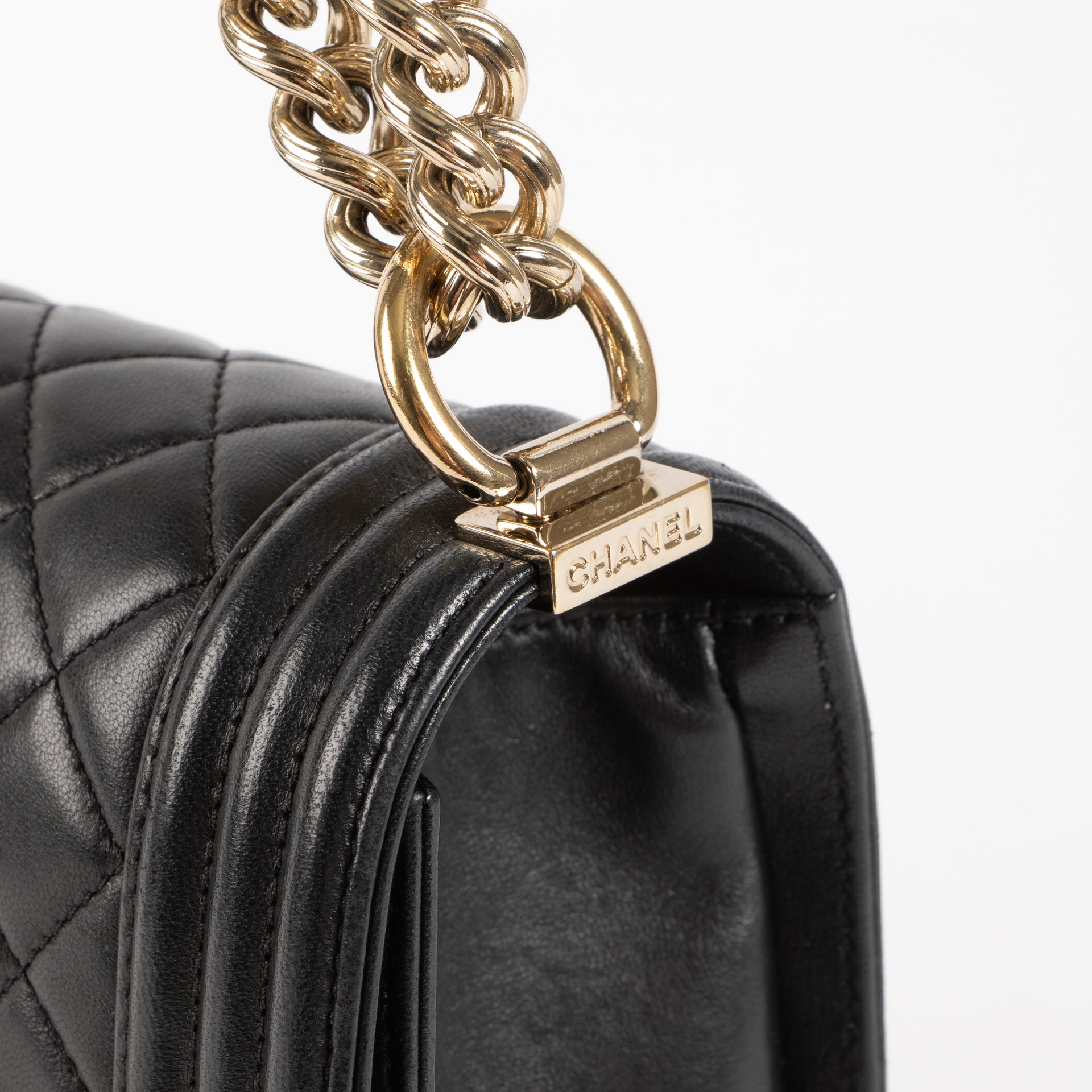 Chanel Black Calfskin Medium Boy Chanel Bag