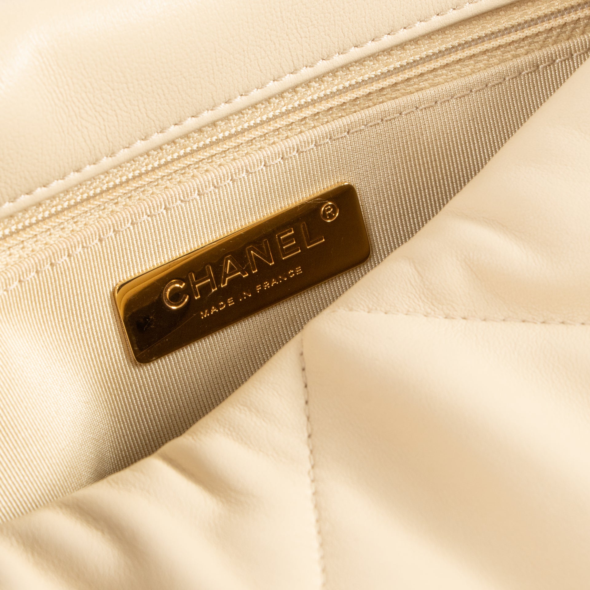 Chanel Beige Lambskin Large Chanel 19 Bag