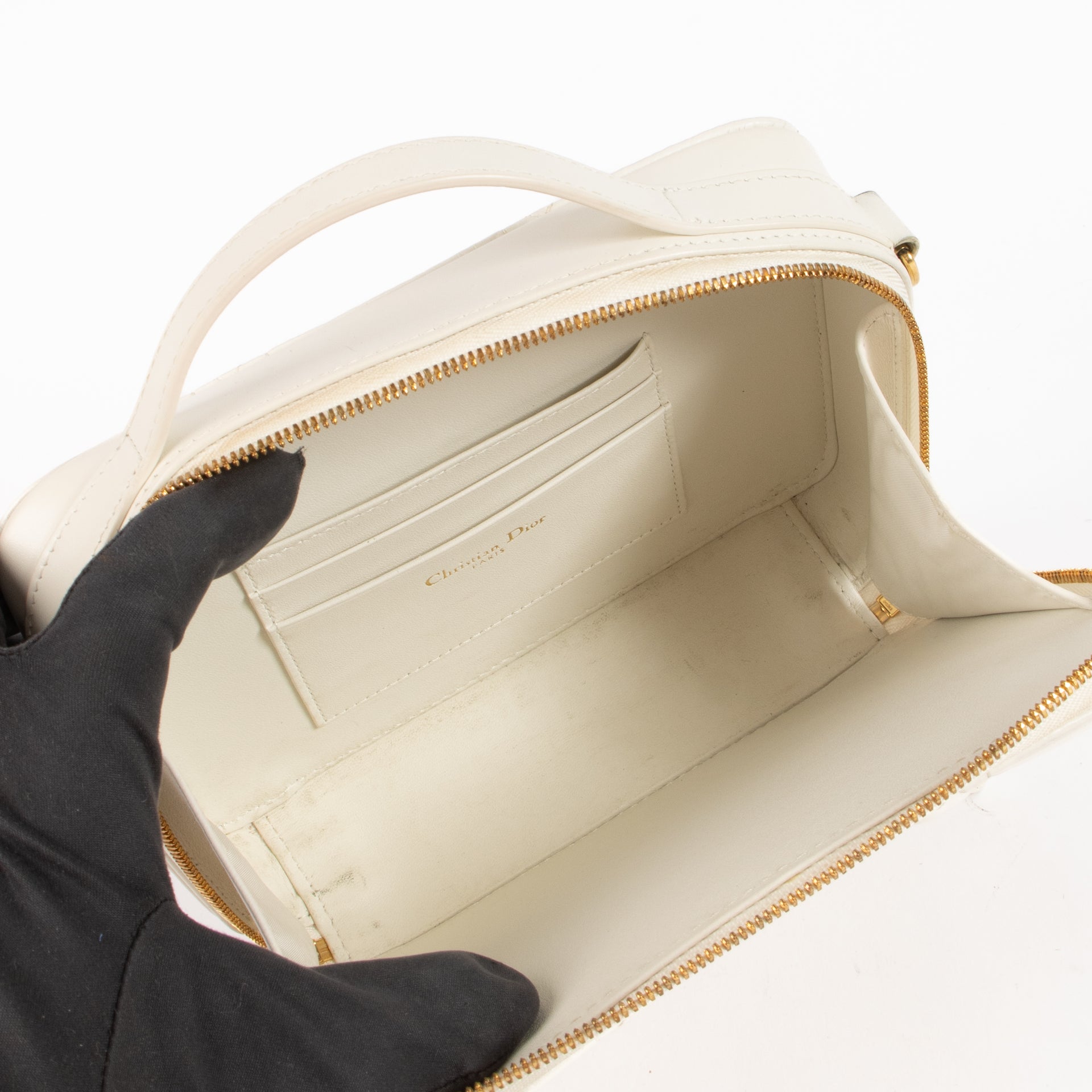 Christian Dior White Macrocannage Calfskin Caro Box Bag