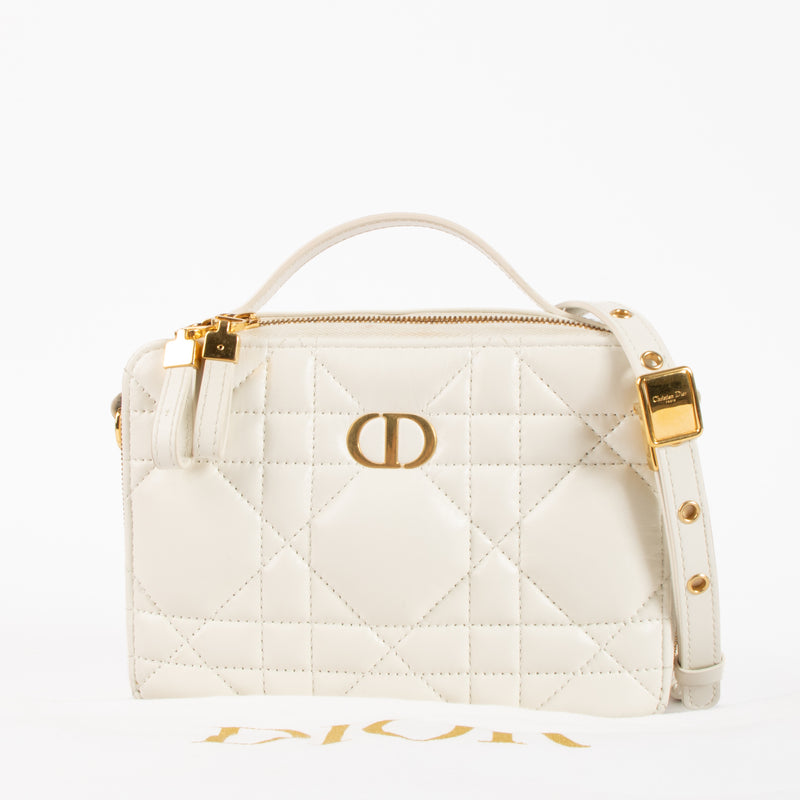 Christian Dior White Macrocannage Calfskin Caro Box Bag
