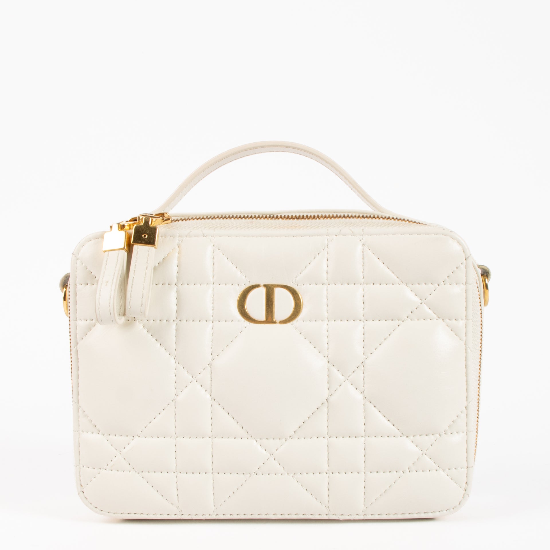 Christian Dior White Macrocannage Calfskin Caro Box Bag