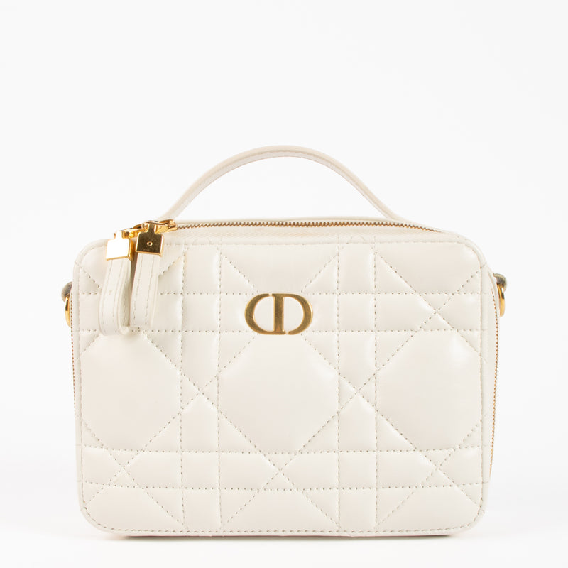 Christian Dior White Macrocannage Calfskin Caro Box Bag