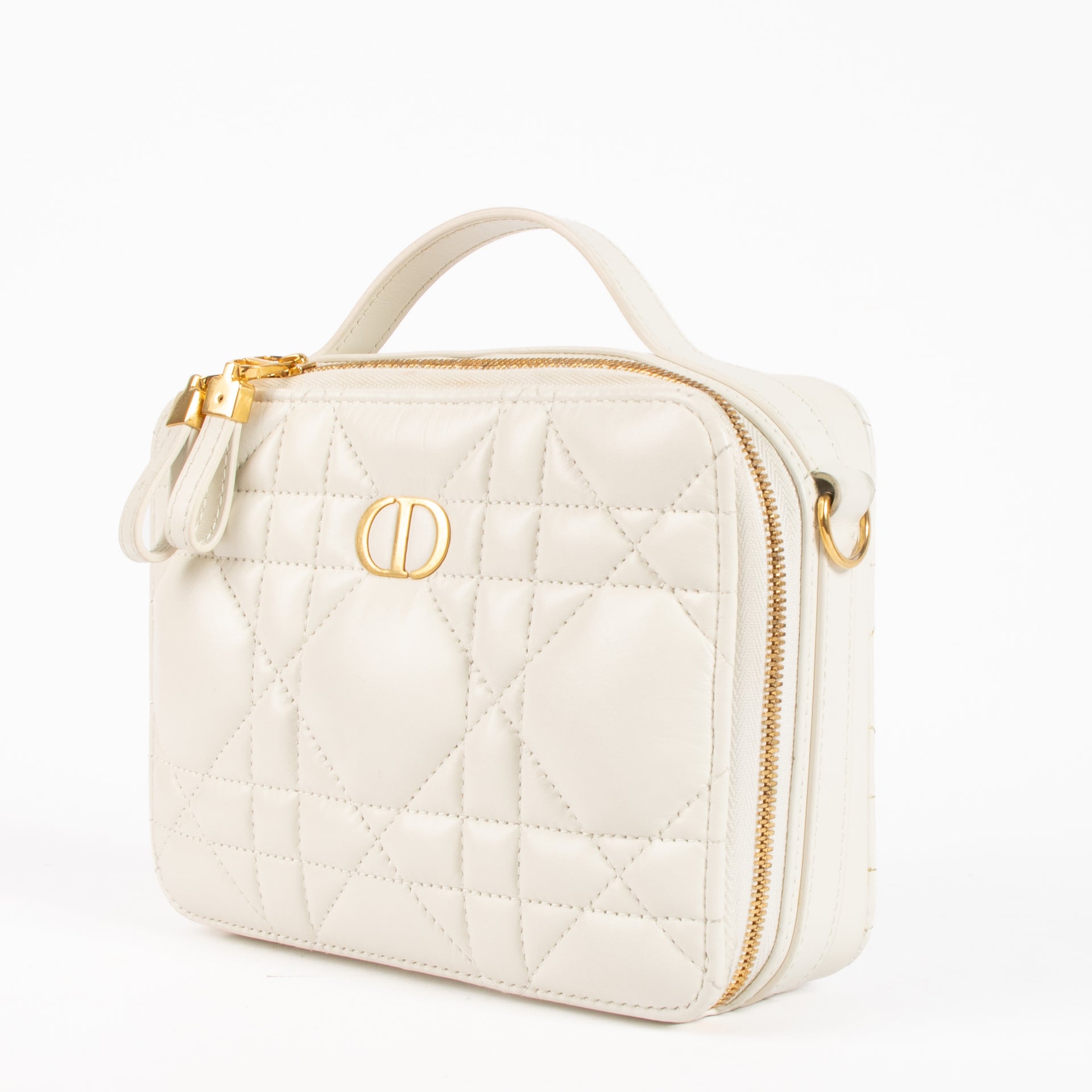 Christian Dior White Macrocannage Calfskin Caro Box Bag