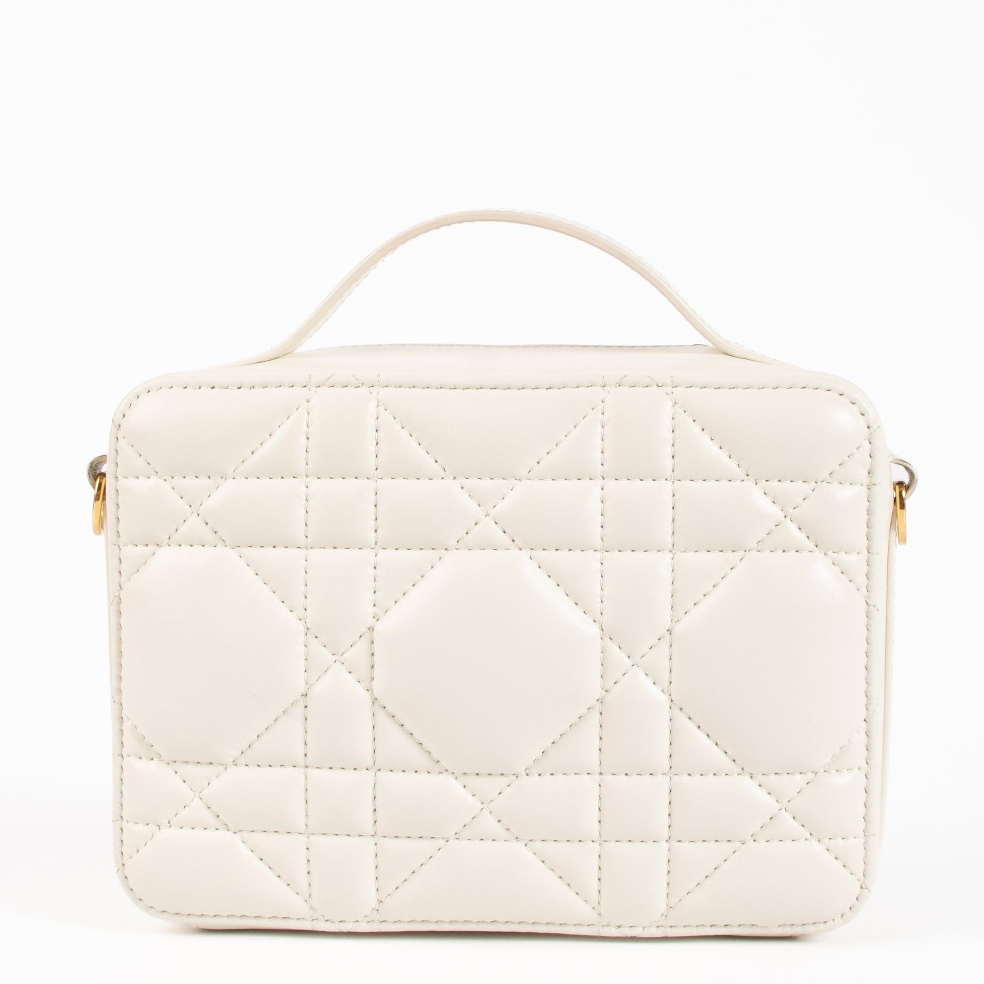 Christian Dior White Macrocannage Calfskin Caro Box Bag