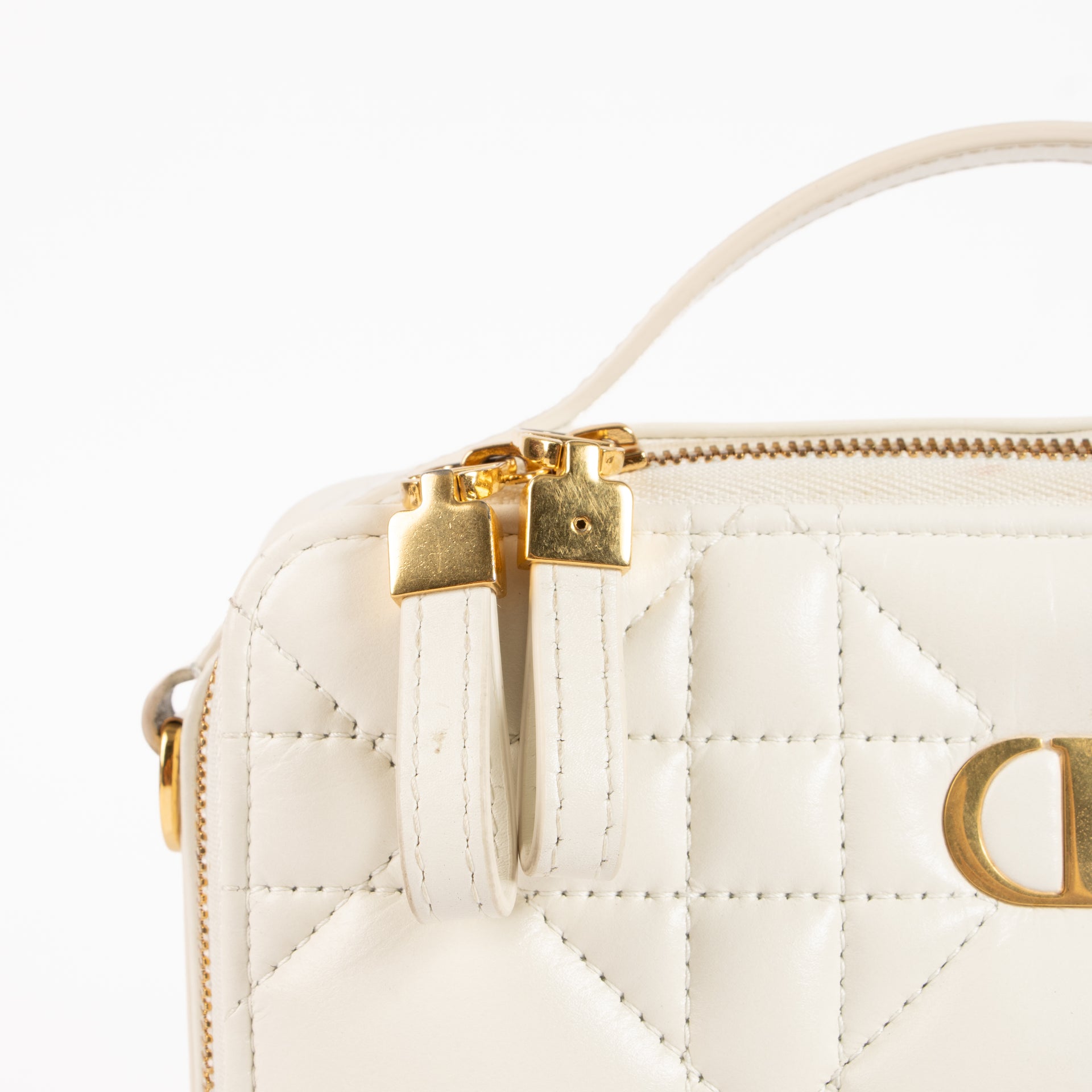 Christian Dior White Macrocannage Calfskin Caro Box Bag