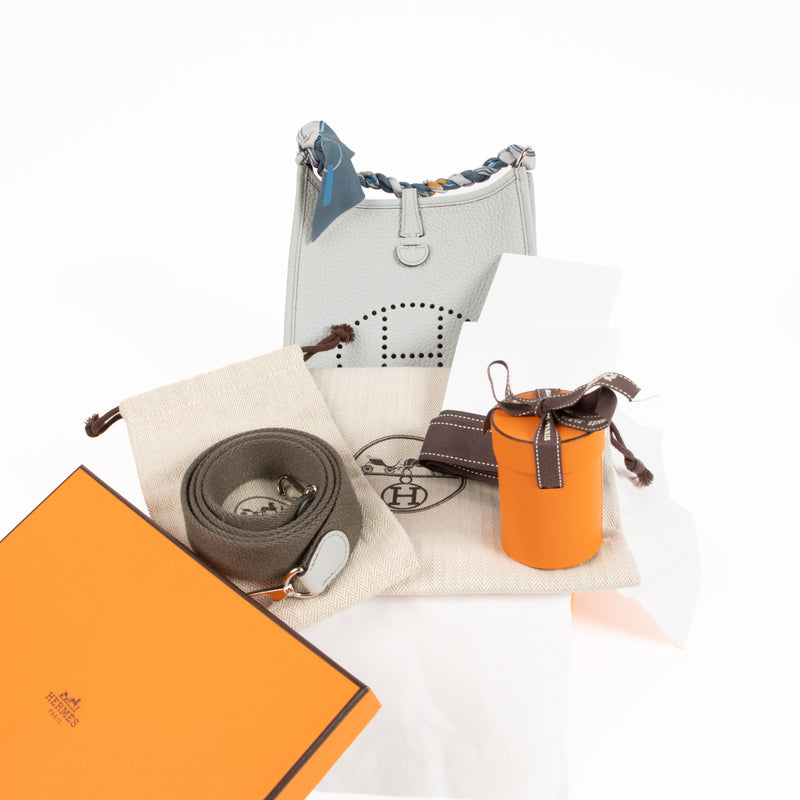 Hermès Evelyne 16 Bleu Pale/Gris Etain Clemence PHW