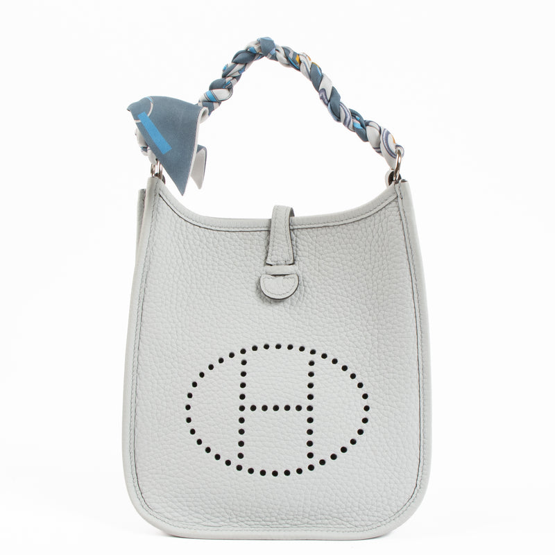 Hermès Evelyne 16 Bleu Pale/Gris Etain Clemence PHW