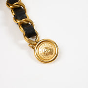 Shop this authentic Chanel Collection 28 Black Leather Gold Chain Belt pre-loved on Labellov.com