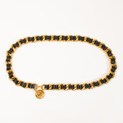 Shop this authentic Chanel Collection 28 Black Leather Gold Chain Belt pre-loved o