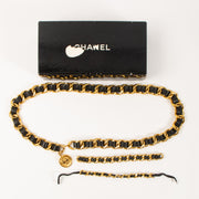 Shop this authentic Chanel Collection 28 Black Leather Gold Chain Belt pre-loved on Labellov.com