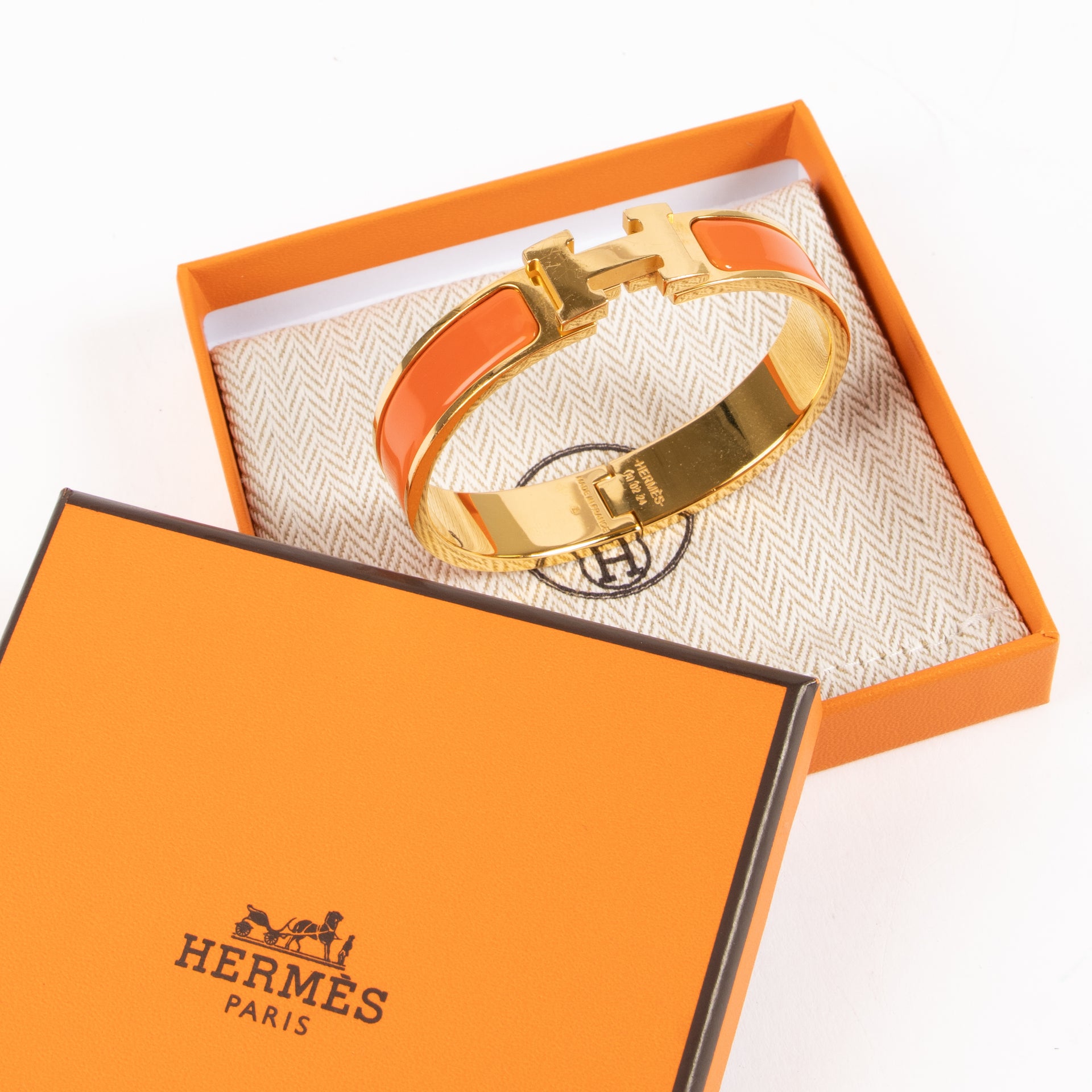 Hermès Orange Clic H Bracelet