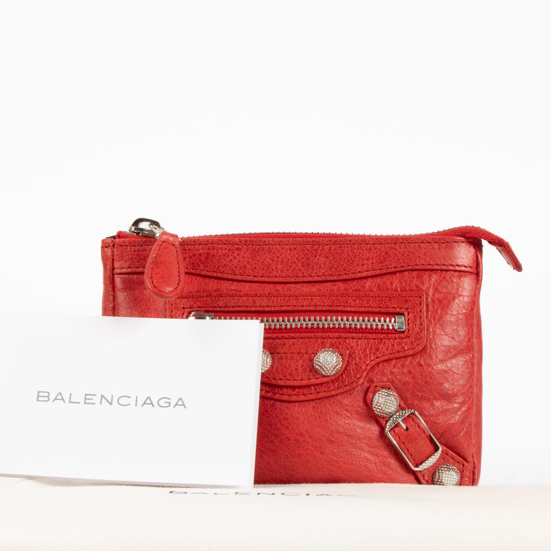 Balenciaga Red Arena City Zipped Card Holder Pouch