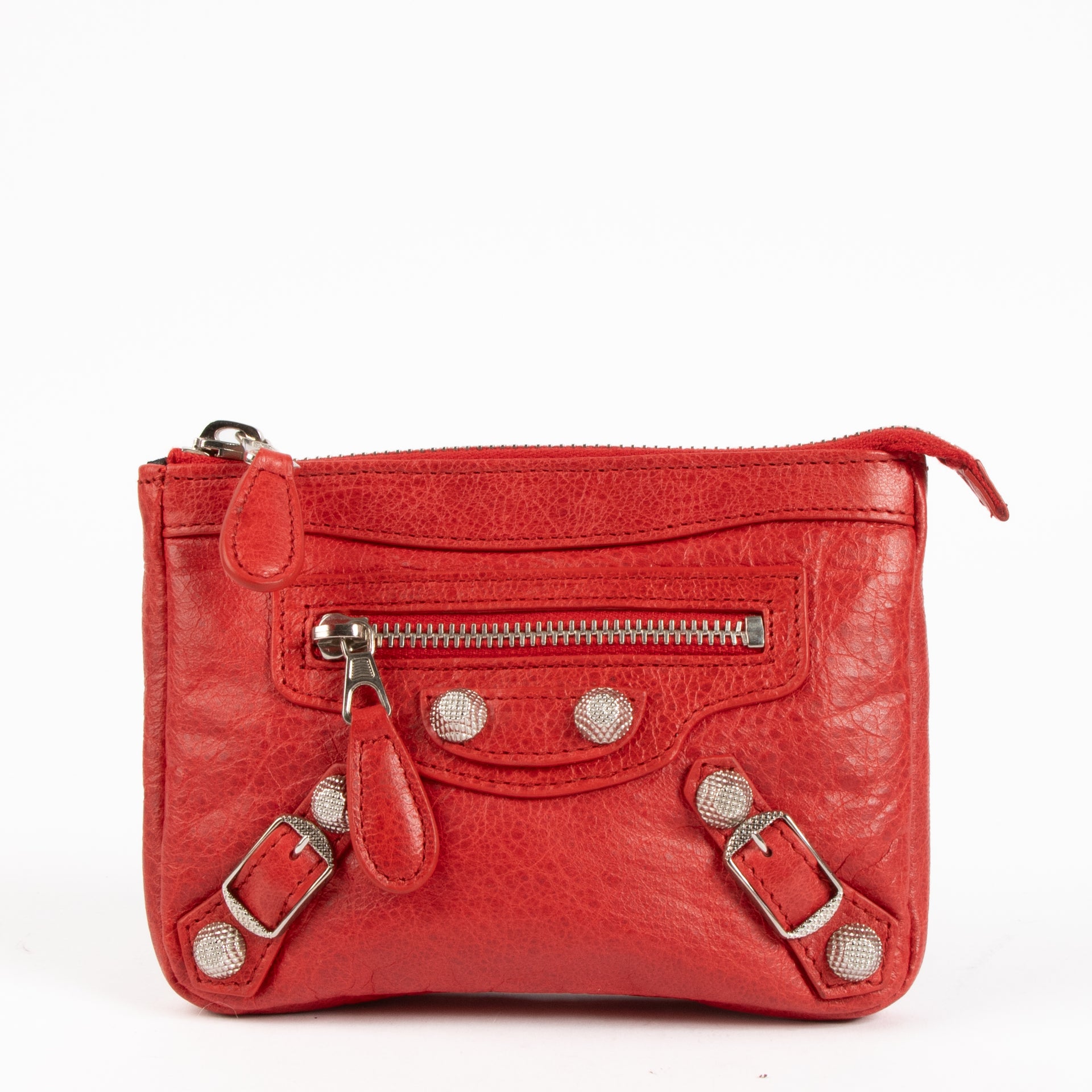 Balenciaga Red Arena City Zipped Card Holder Pouch