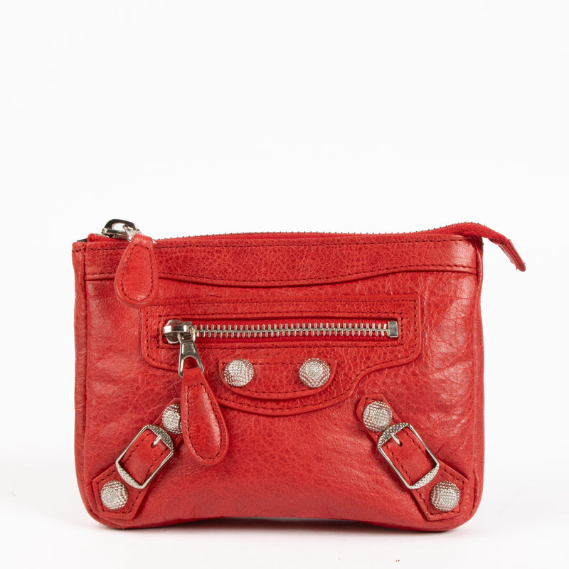 Balenciaga Red Arena City Zipped Card Holder Pouch