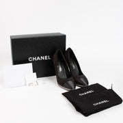 Shop the authentic Chanel Black Suede Cap-Toe Metallic Heel on Labellov.com !